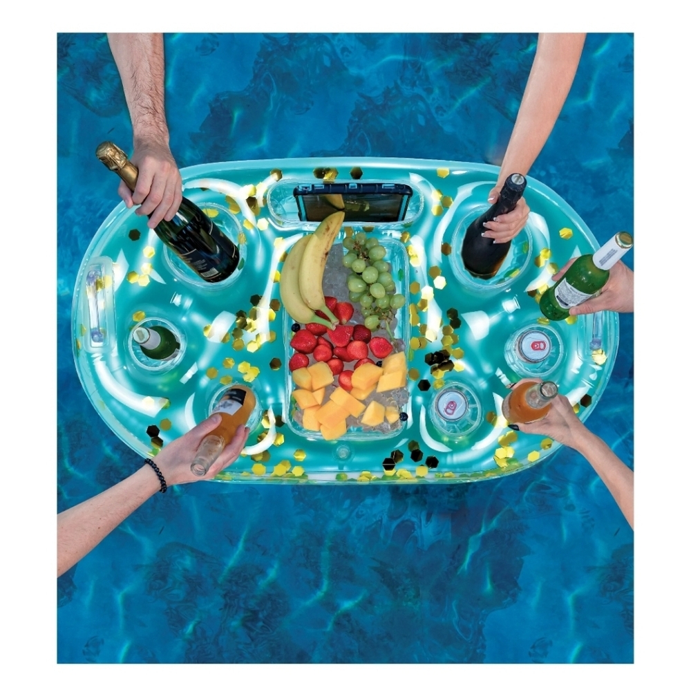 POZA Inflatable Blue Gold Floating Cooler - Picture 3 of 7